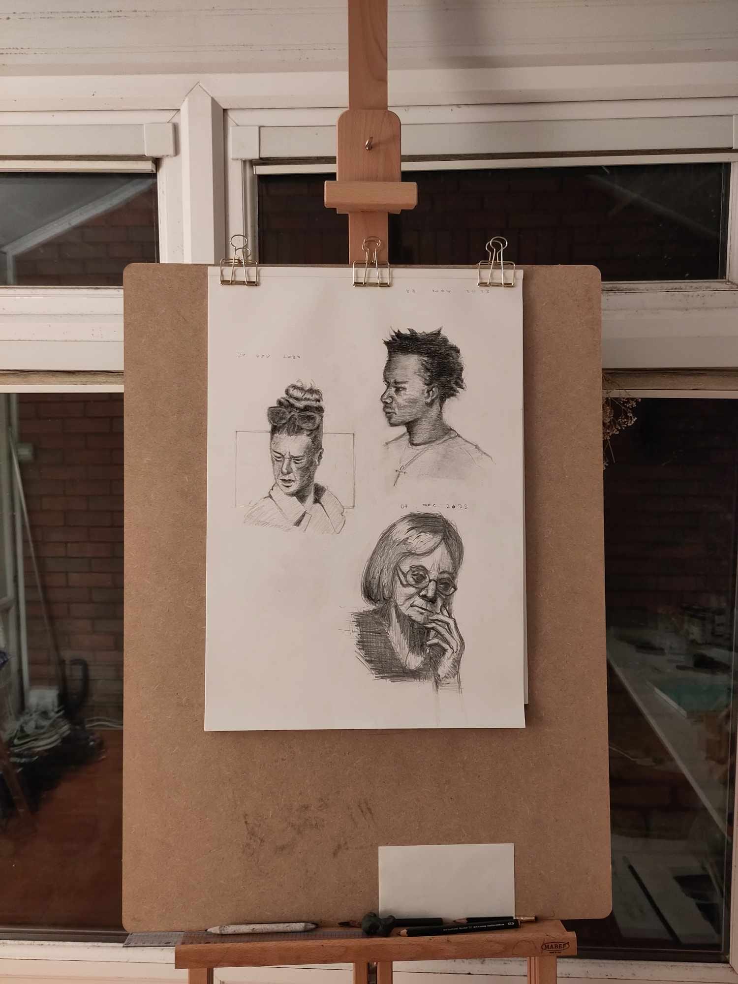 A few portrait drawings.